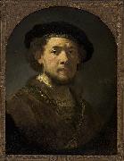 Rembrandt Peale Bust of a man wearing a cap and a gold chain oil painting picture wholesale